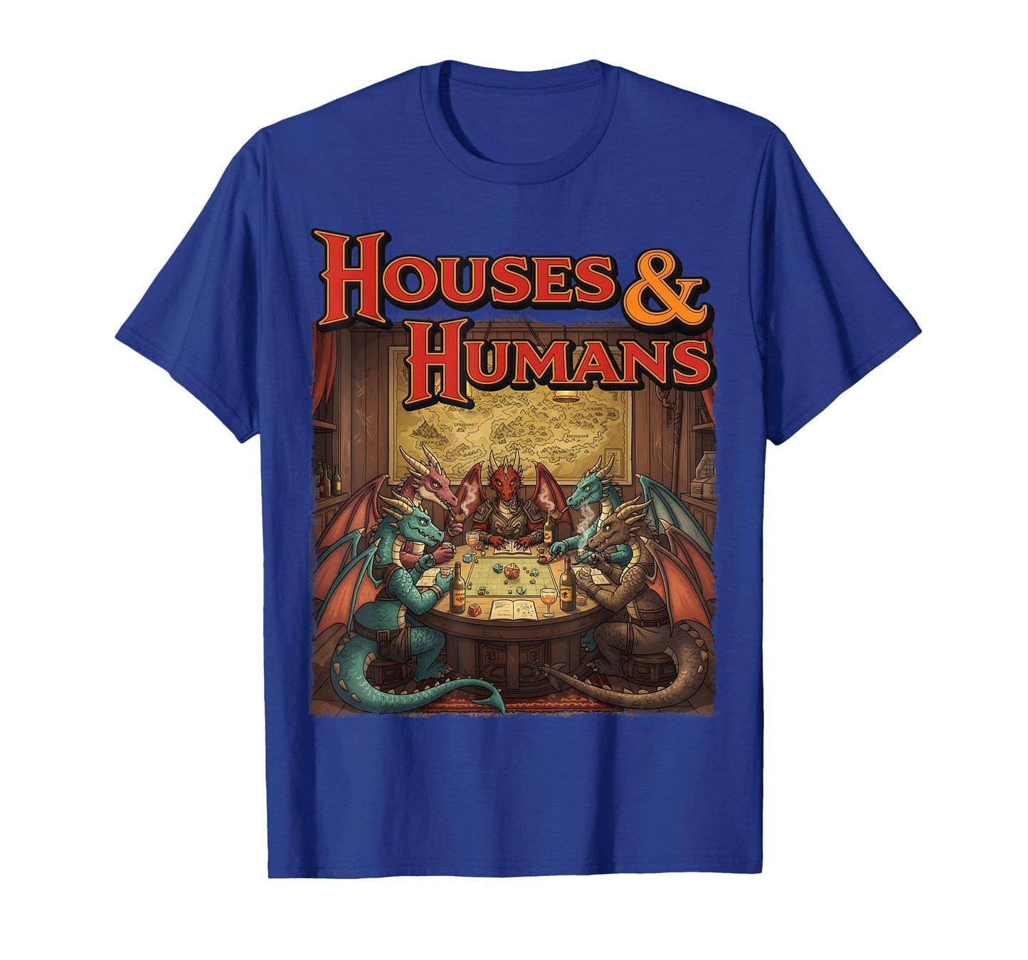 Gaming Houses Humans Funny Rpg Parody Gamer Men Boys Kids T-Shirt