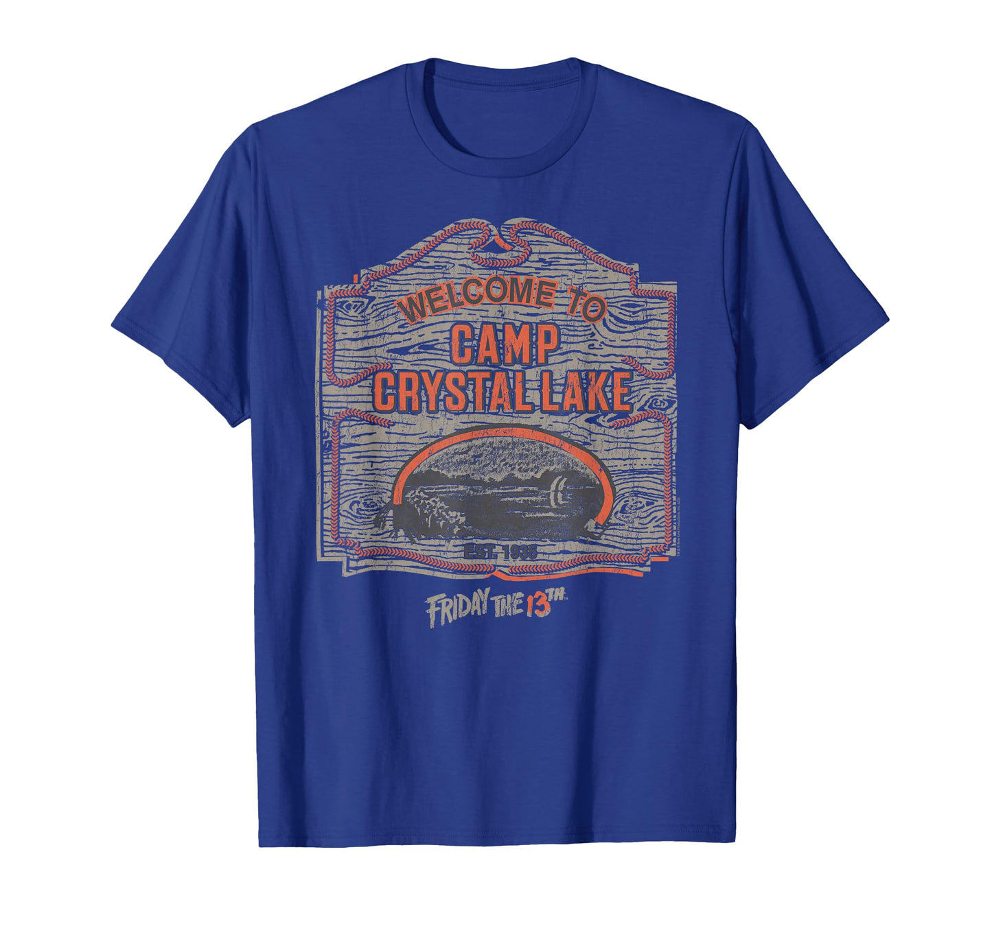 Friday The 13th Camp Crystal Lake Sign Classic Horror Movie T-Shirt