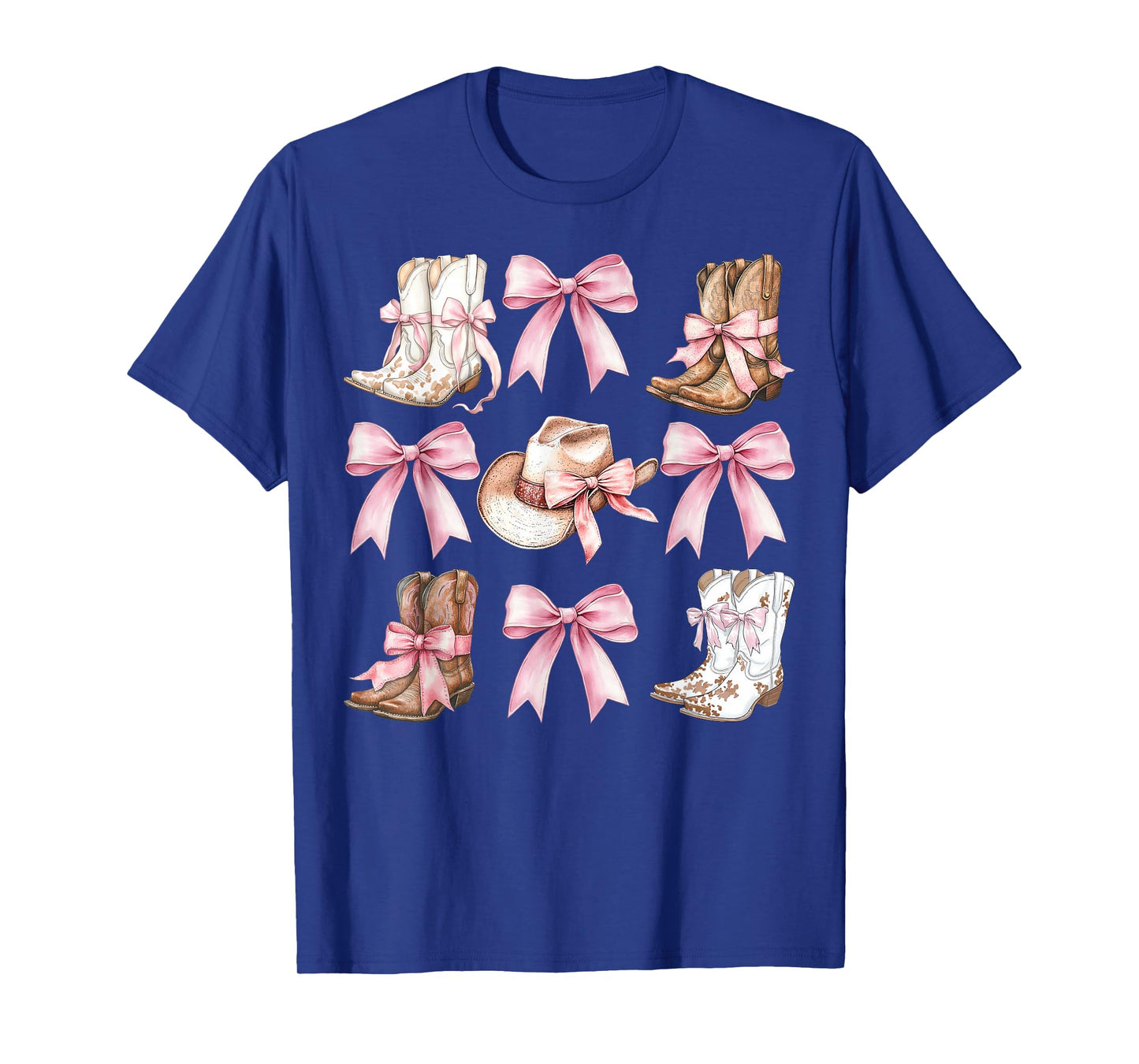 Coquette Cowgirl Boots With Pink Bows Aesthetic Y2K Womens T-Shirt