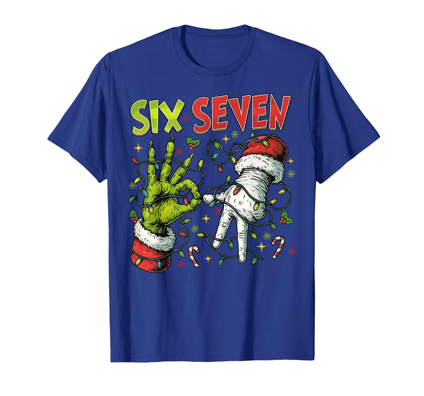 6 7 Six Seven Hand Gen Z Alpha Meme Slang Xmas Christmas T-Shirt