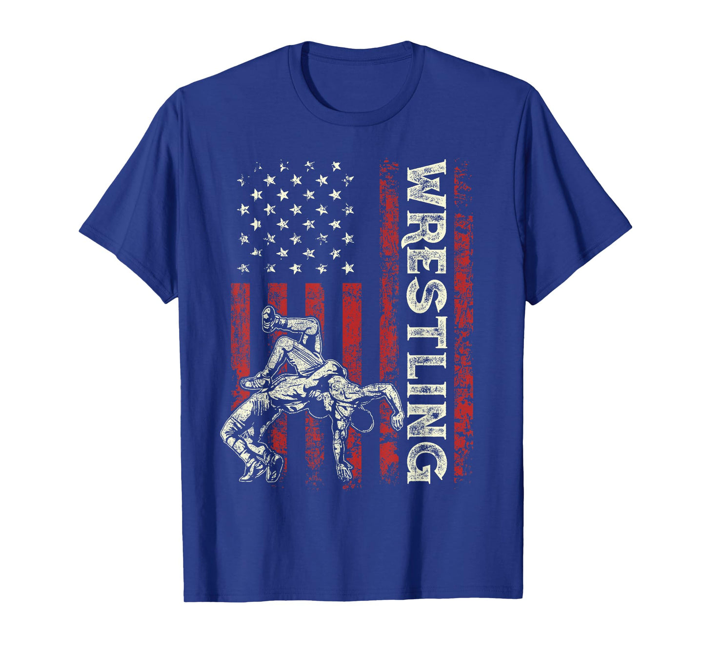 Wrestling US Flag Gifts Dad Wrestler Patriotic 4th Of July T-Shirt
