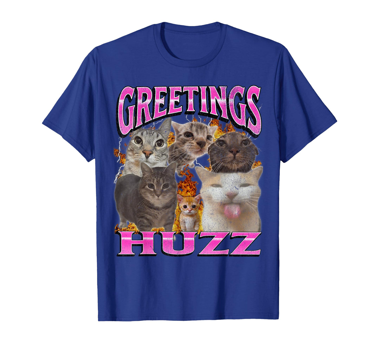 Greetings Huzz Funny Cat Meme Bootleg Graphic Men Women T-Shirt