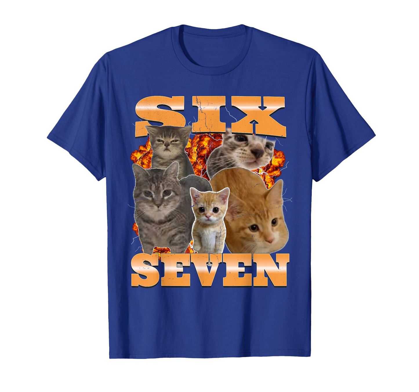 Six Seven Cat Meme Funny Bootleg Graphic T-Shirt