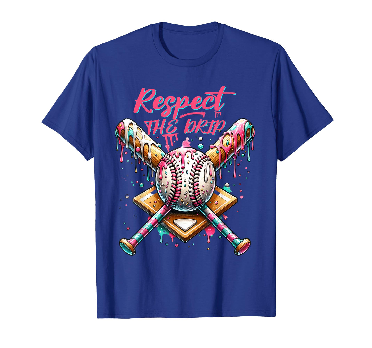 Respect The Drip Baseball Home Plate Ice Cream Dripping T-Shirt