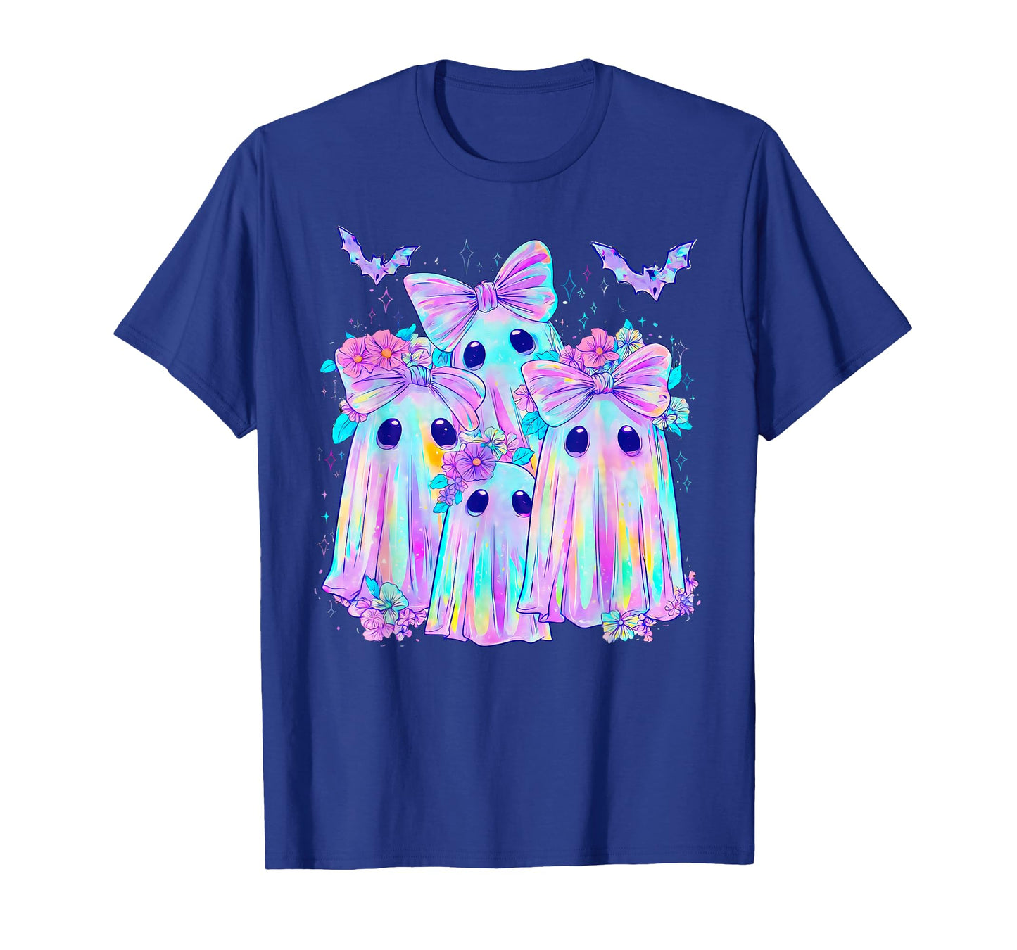 Pastel Galaxy Ghost Halloween Girl Kids Ghost Coquette Bow T-Shirt