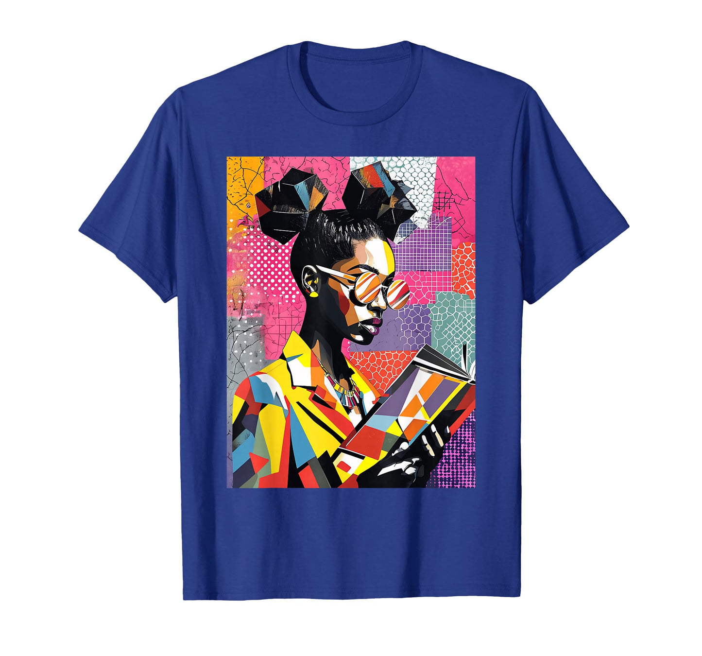 Geometric Black History Educated Women Reading Book Melanin T-Shirt