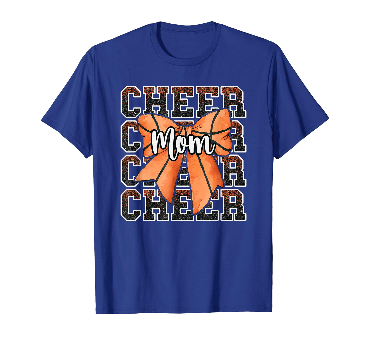 Proud Cheer Mom Mama Coquette Bow Sport Basketball Orange T-Shirt