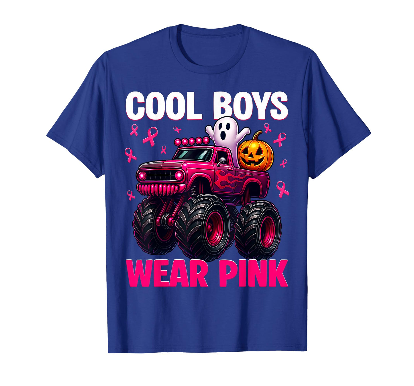 Cool Boo Wear Pink Monster Truck Breast Cancer Boys Kids T-Shirt