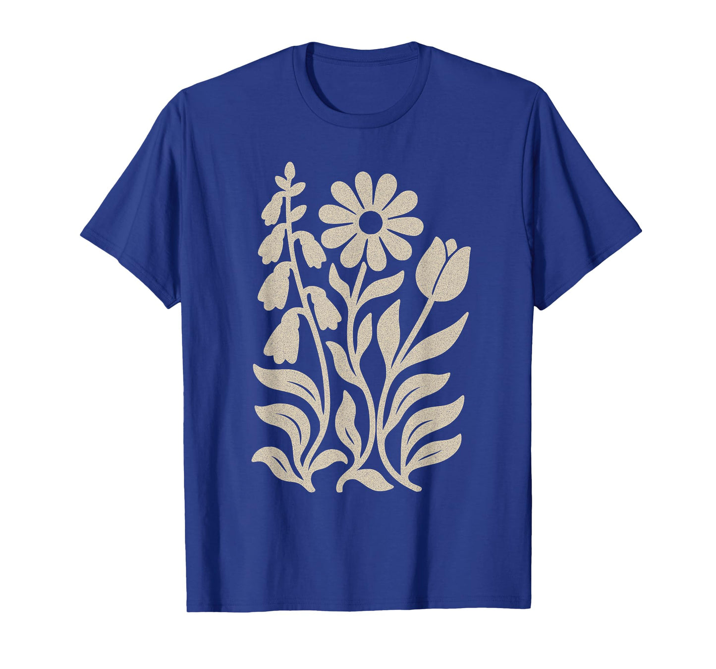 Boho Floral Foxglove Daisy Tulip Subtle Distressed Vintage T-Shirt