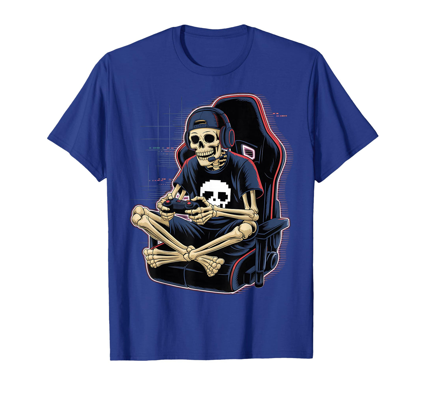 Halloween Skeleton Gamer Video Gaming Boys Men Kids Teens T-Shirt