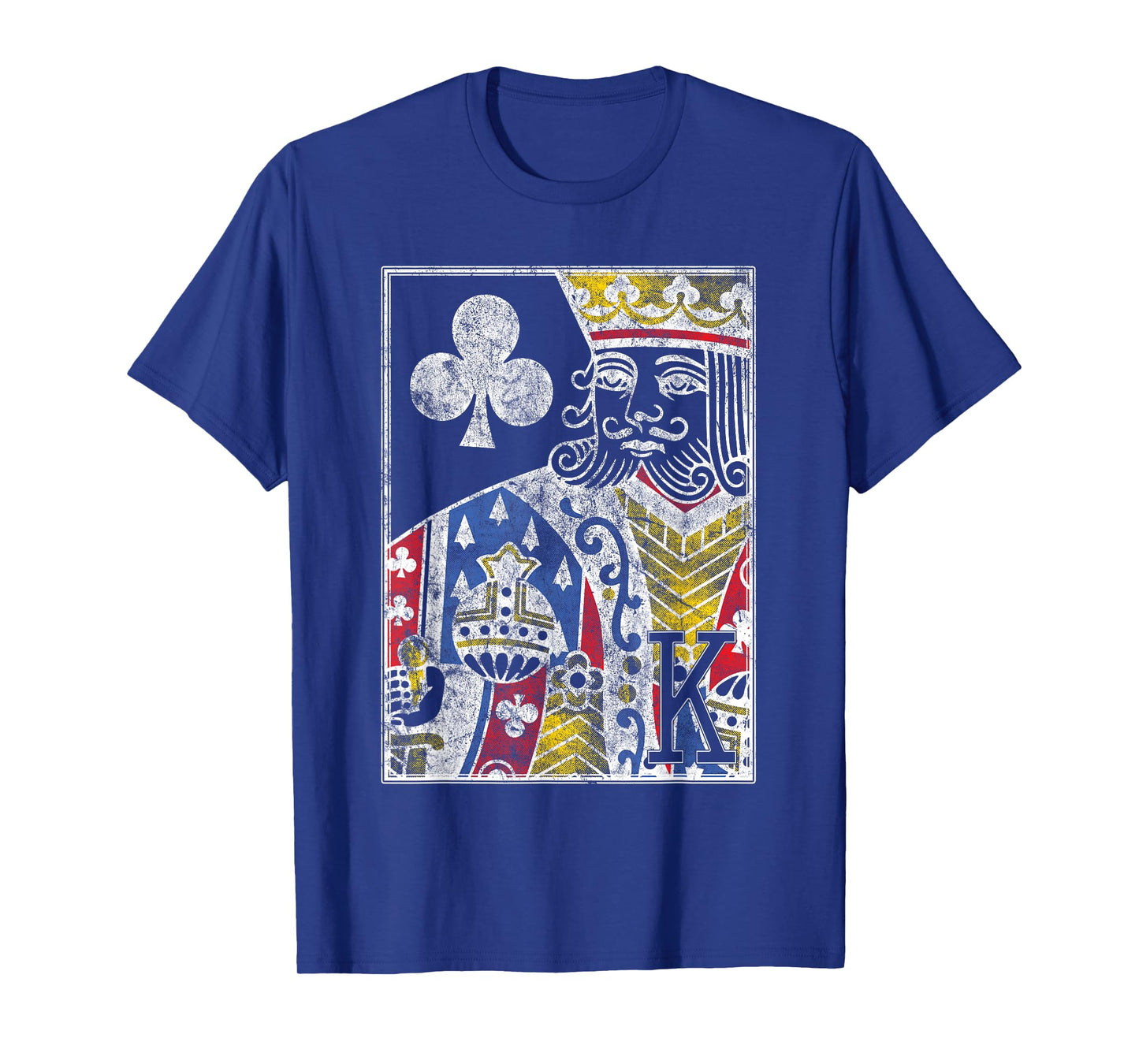 King of Clubs Vintage Look Distressed Playing Card T-Shirt