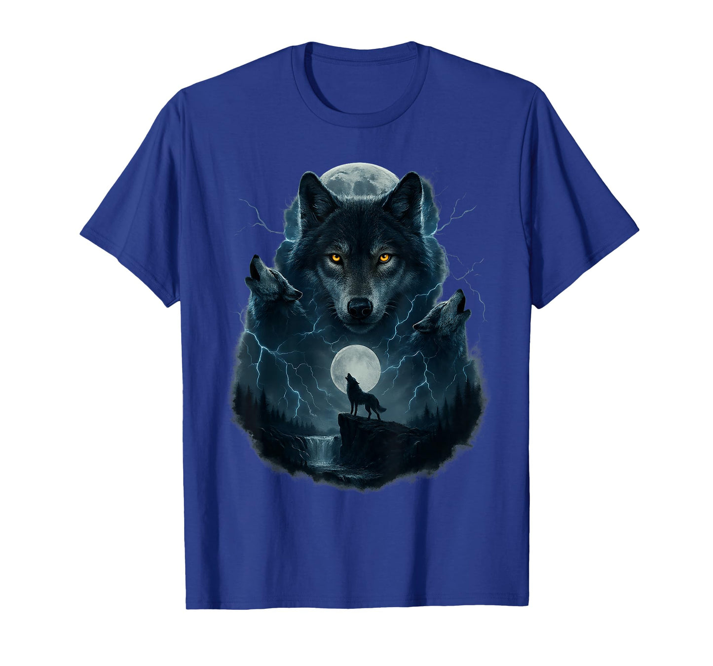 Wolf Howling at Moon Graphic Tees Men Wolves T-Shirt