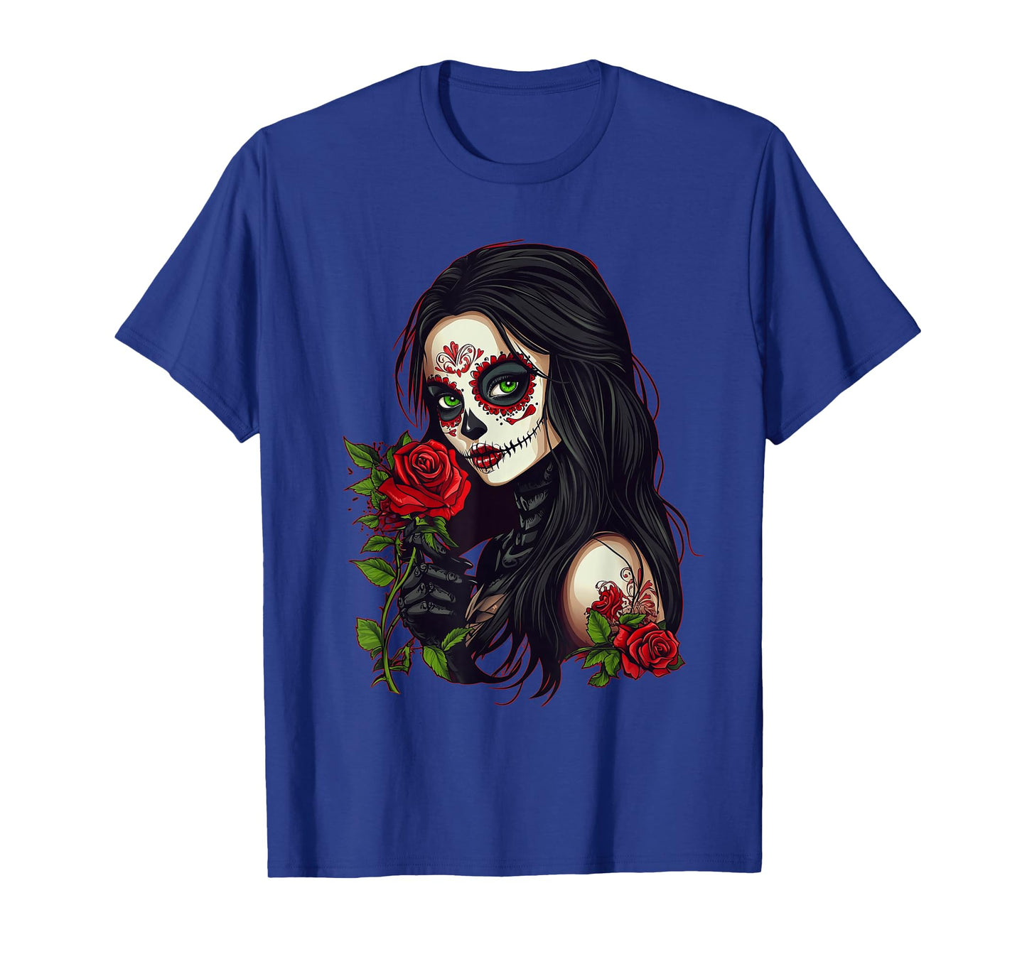 Floral Mexican Day of the Dead Dia De Muertos Heart Women T-Shirt
