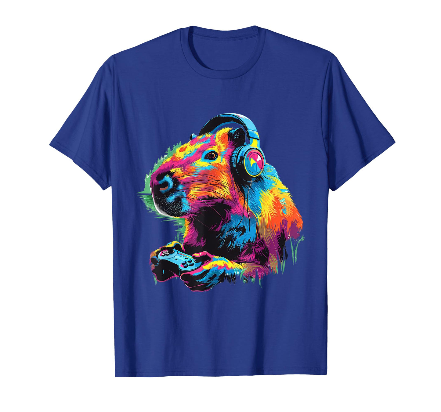Colorful Capybara Funny Gamer Capybara Playing Video Games T-Shirt