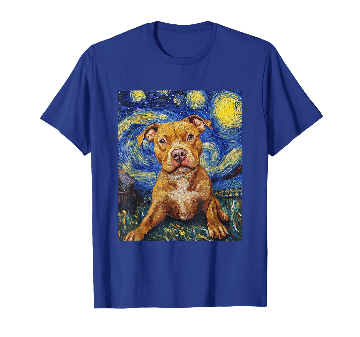 Pitbull Dog Pit Bull Pittie - Van Gogh Style - Starry Night T-Shirt