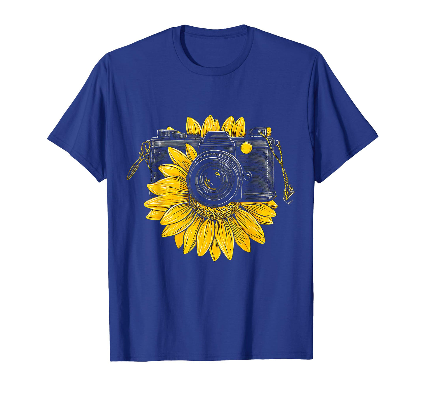 Sunflower Camera Motif Drawing Flower Artwork Sunflower T-Shirt