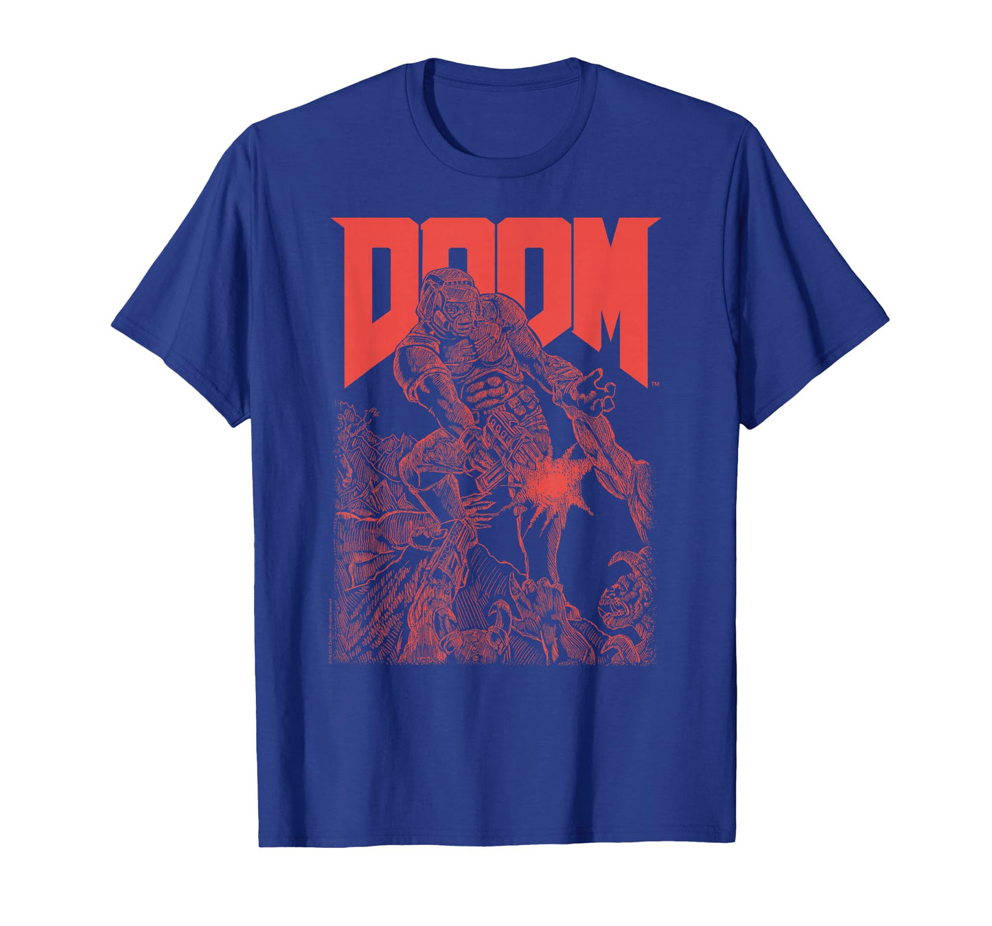 DOOM Red Sketched Cover Art Retro Video Game T-Shirt