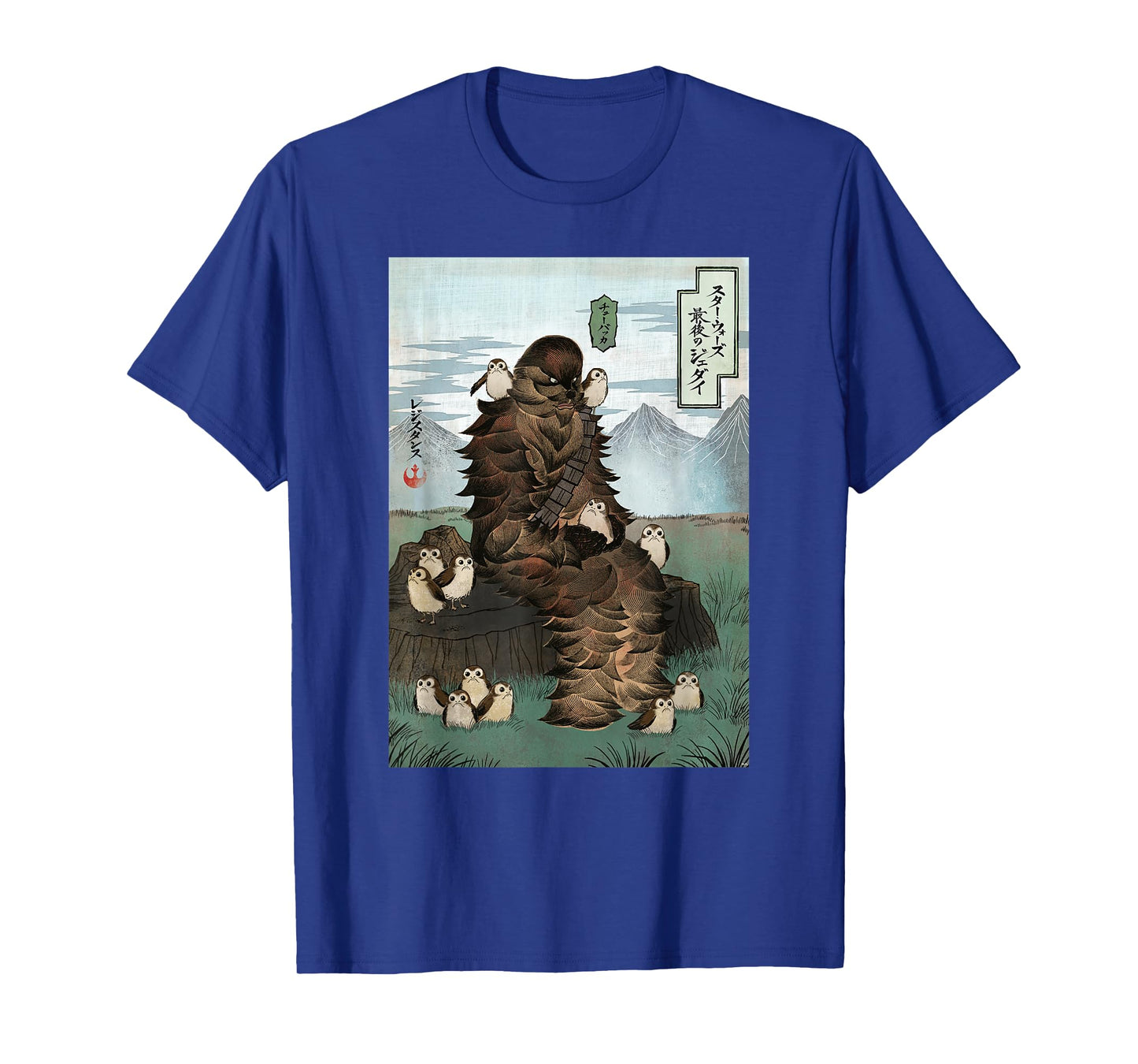 Star Wars Chewbacca and Porgs Japan Ukiyo-e Art Style T-Shirt