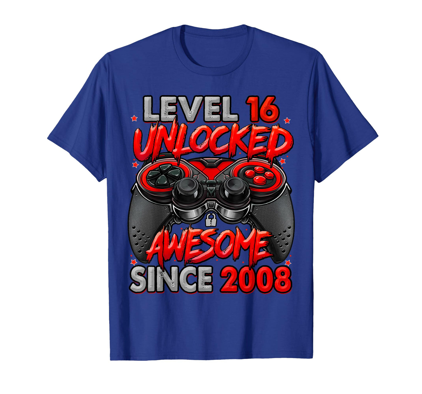 Level 16 Unlocked Awesome Since 2008 Gaming 16th Birthday T-Shirt