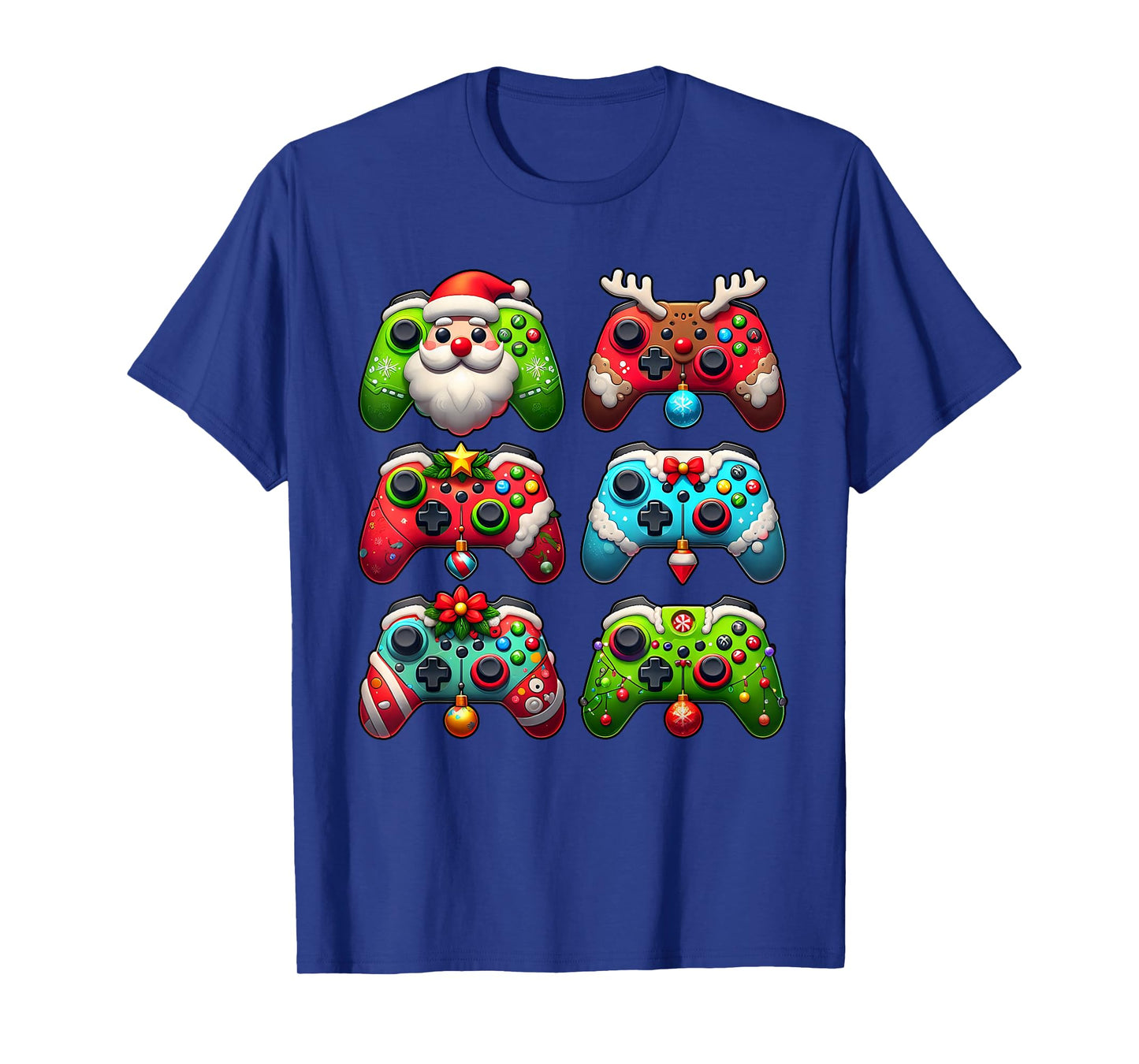 Christmas Santa Elf Lights Gaming Controllers Xmas Boys Kids T-Shirt