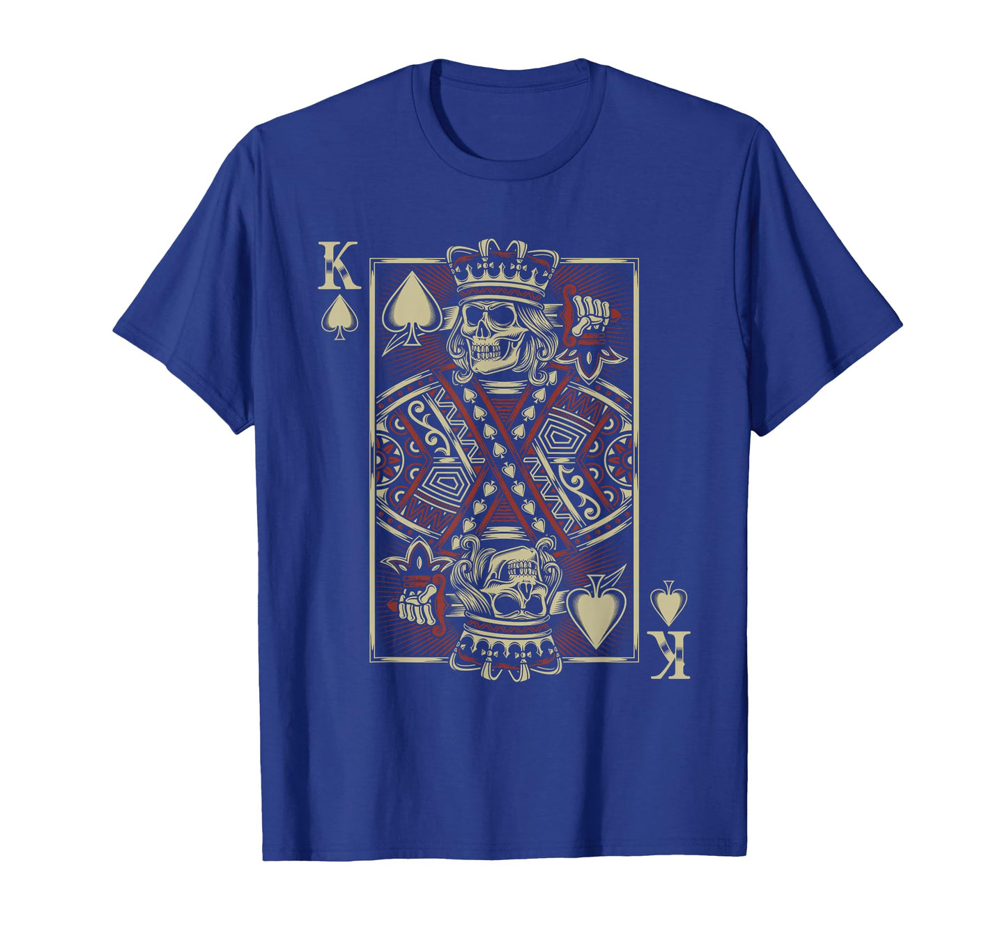 King Of Spades Skull Men Poker Card Game Grunge Biker Cards T-Shirt