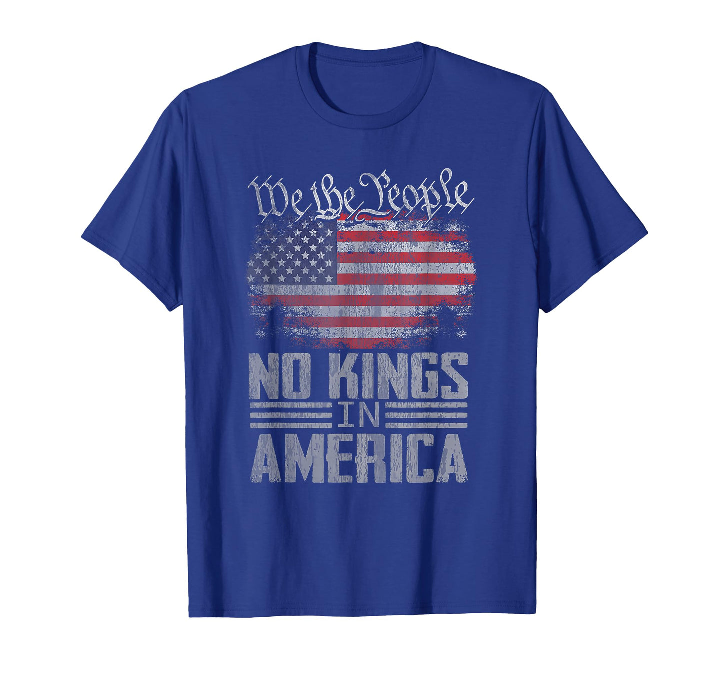 No Kings In America US Flag Vintage Men Women (On Back) T-Shirt