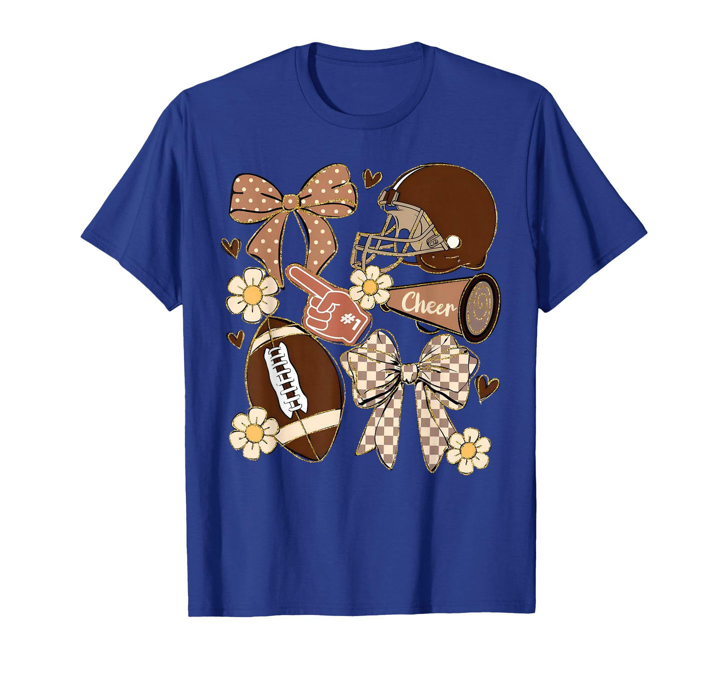 Cheer Touchdown American Football Game Day Coquette Bow T-Shirt