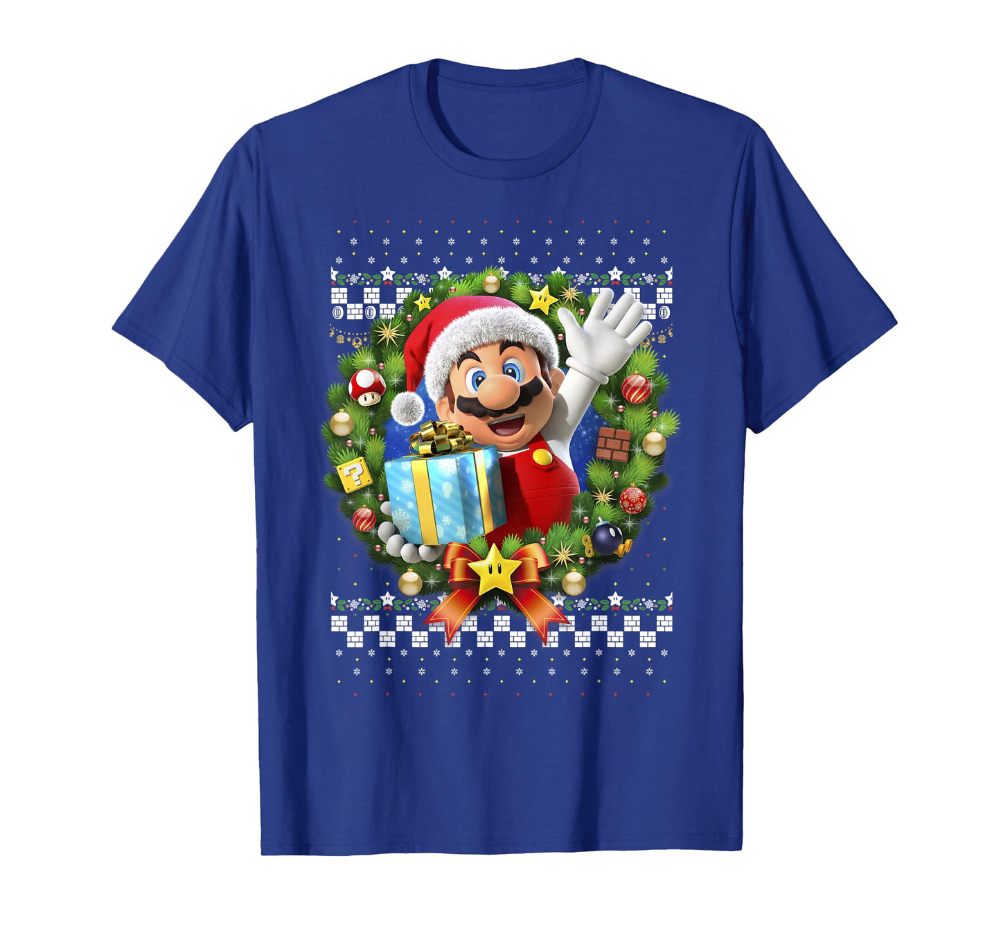 Super Mario Christmas Ugly Sweater Mario Present T-Shirt