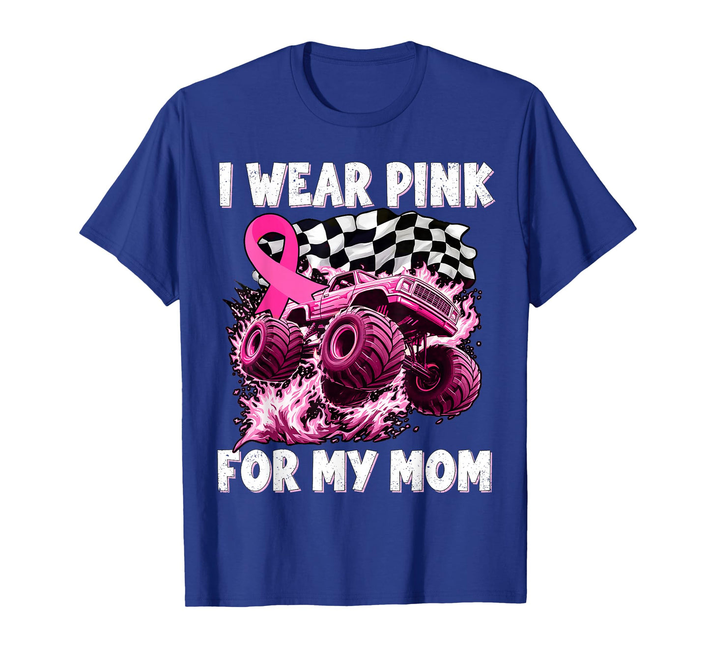 I Wear Pink for My Mom Breast Cancer Monster Truck Youth Kid T-Shirt