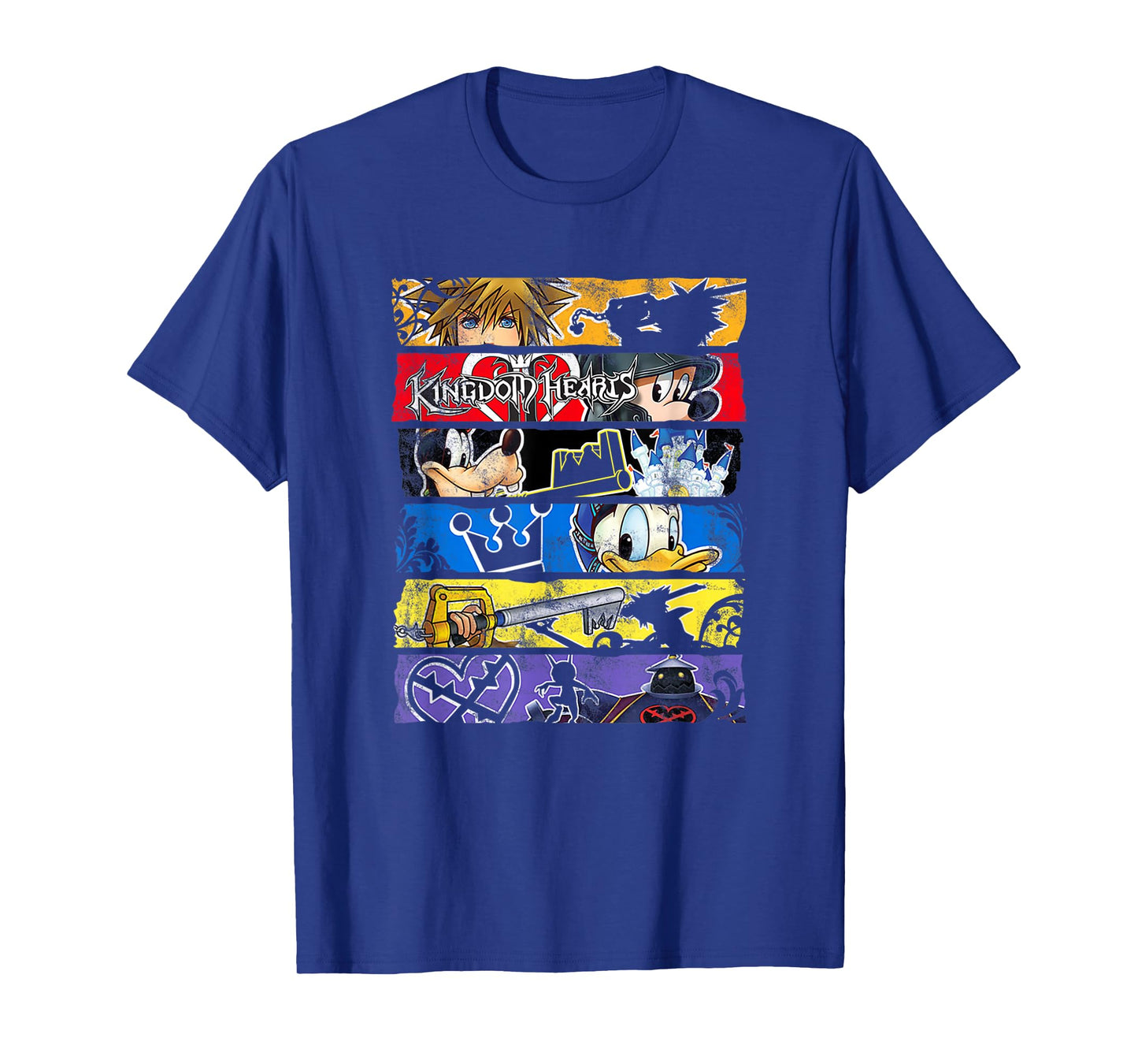 Disney Kingdom Hearts Epic Character Panels Distressed Logo T-Shirt
