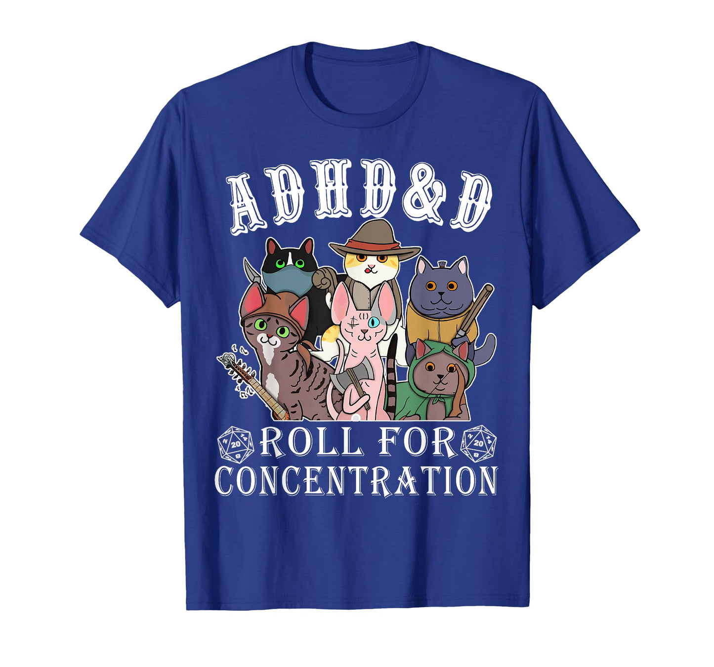 Cats RPG Gamer Roll For Concentration D20 Dice Nerdy Men Kid T-Shirt
