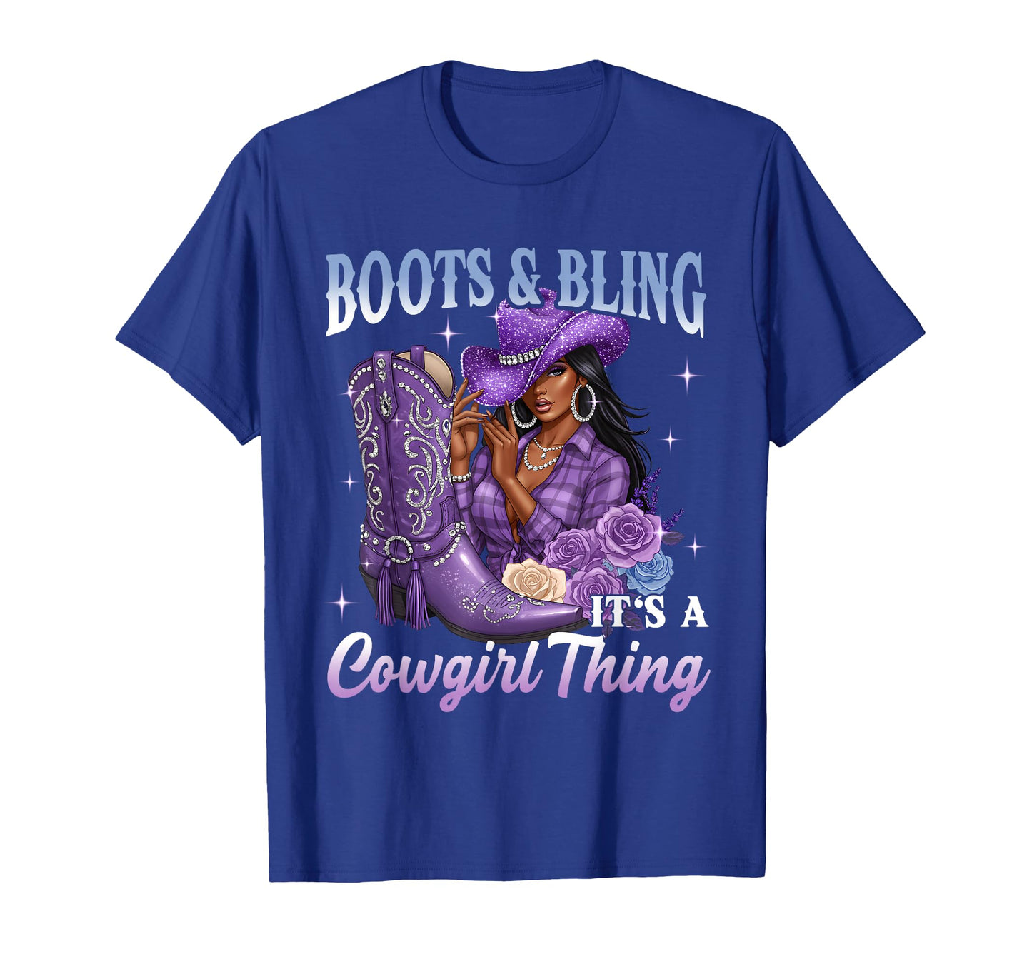 Boots and Bling It’s a Cowgirl Thing Purple Western Melanin T-Shirt