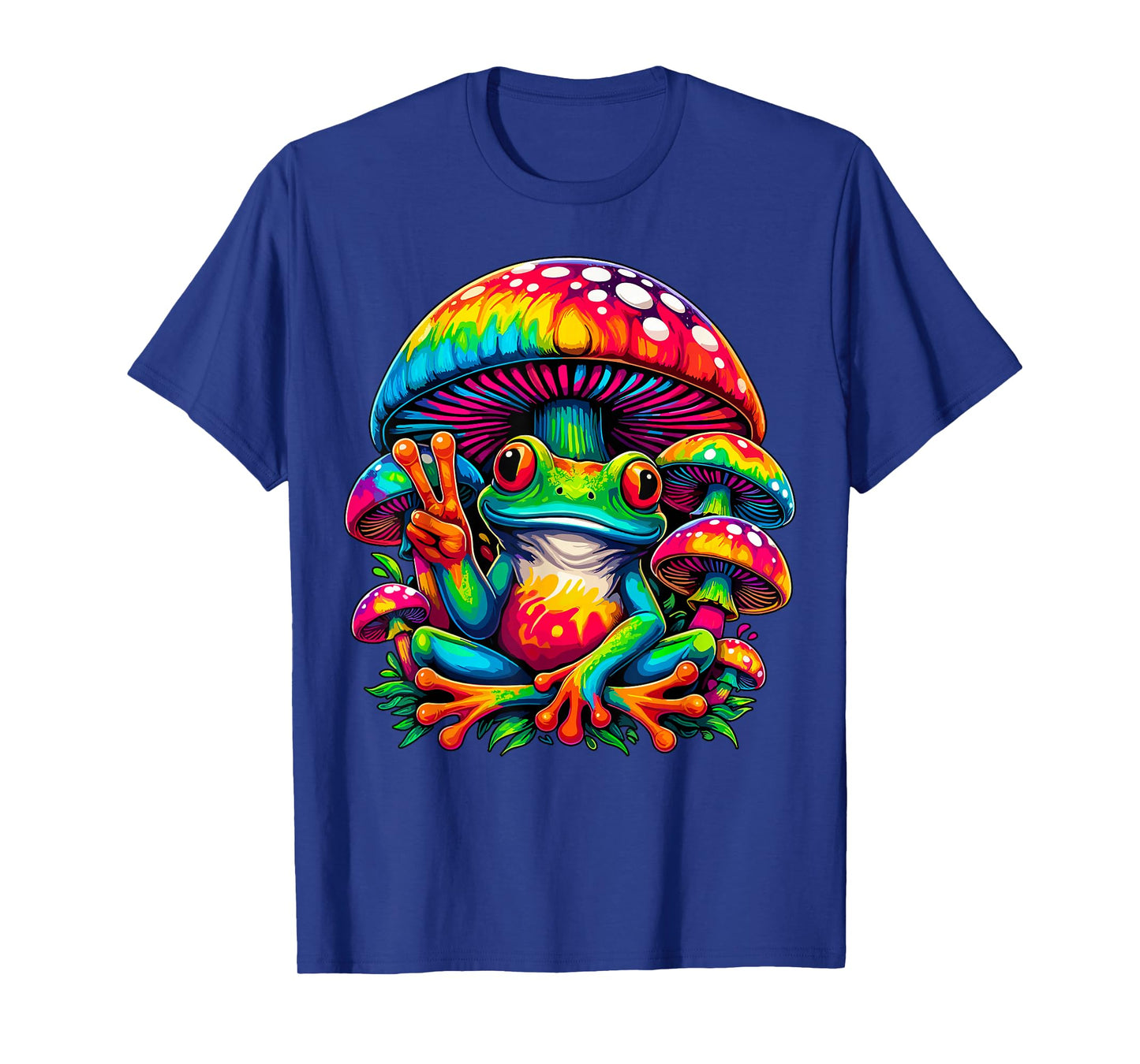 Tie-Dye Frog Peace Sign Mushroom Hippie T-Shirt