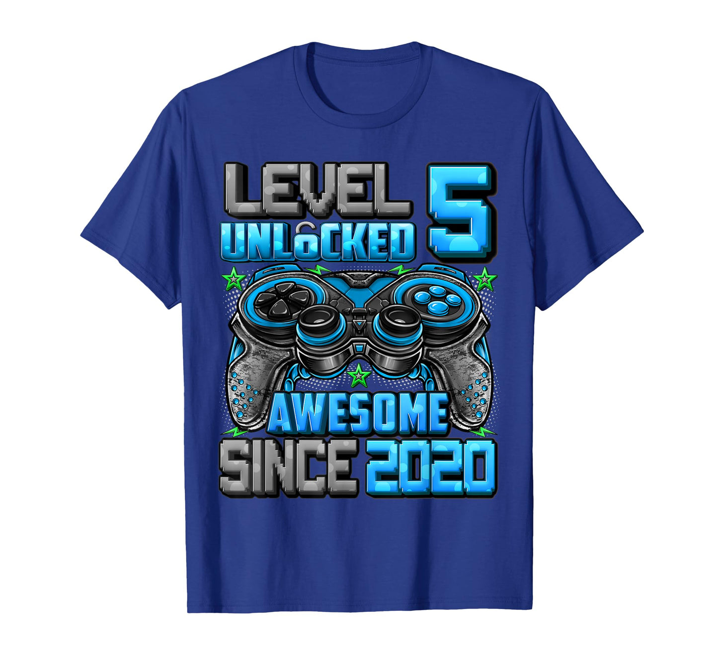 Level 5 Unlocked Awesome Since 2020 5th Birthday Gaming T-Shirt