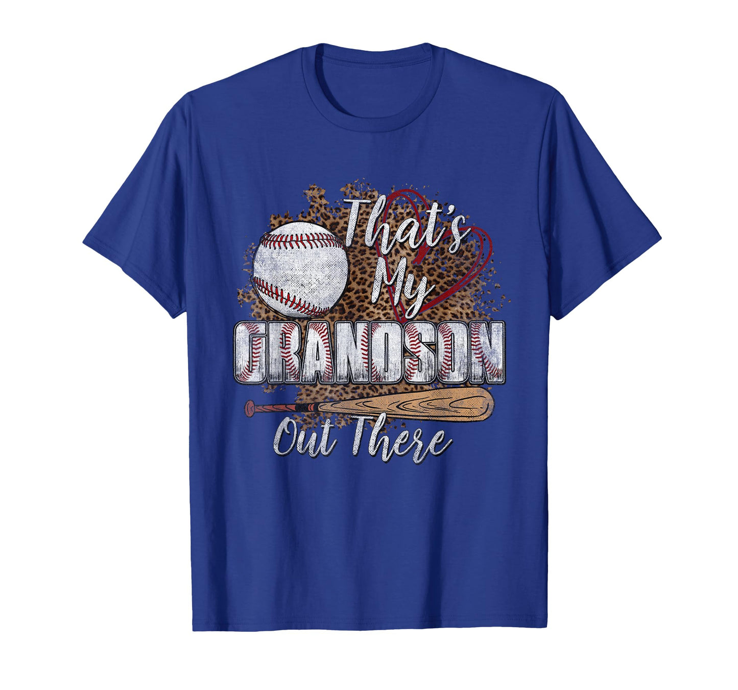 Womens That's My Grandson Out There Leopard Baseball Grandma T-Shirt