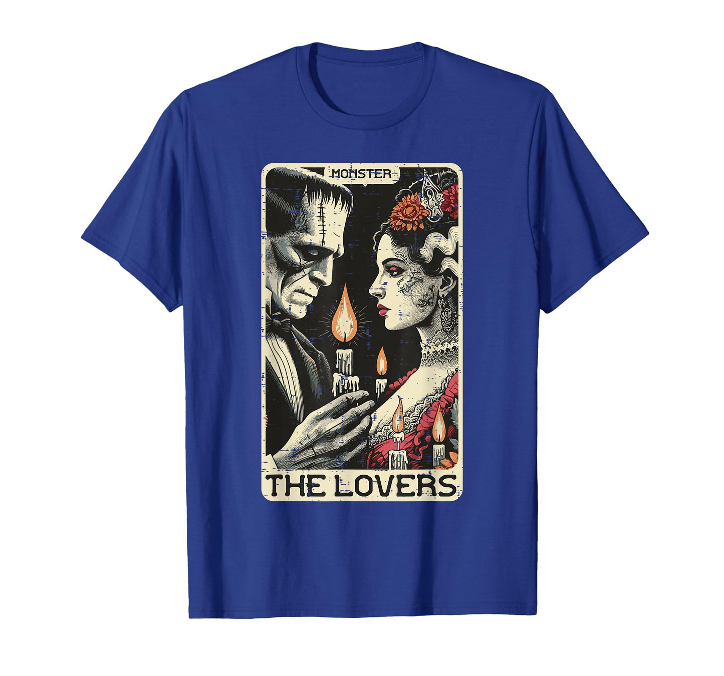 Halloween The Lovers Tarot Card Frankenstein Bride Men Women T-Shirt
