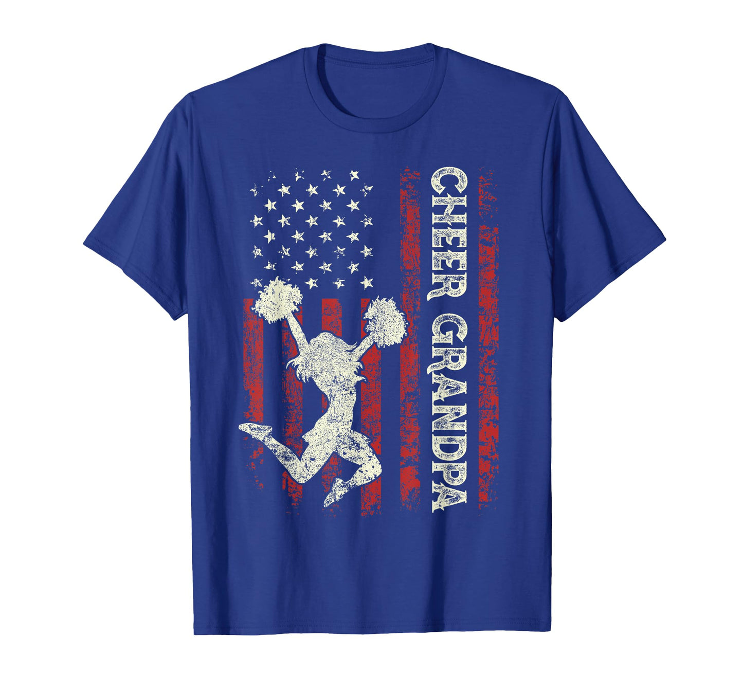 Cheer Grandpa US Flag Dad Patriotic Cheerleader Fathers Day T-Shirt