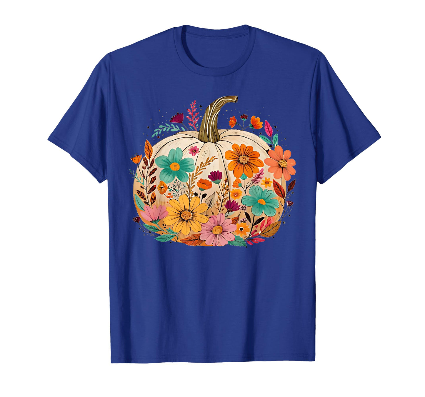 Retro Vintage Boho Pumpkin Floral Halloween Fall Vibes Women T-Shirt