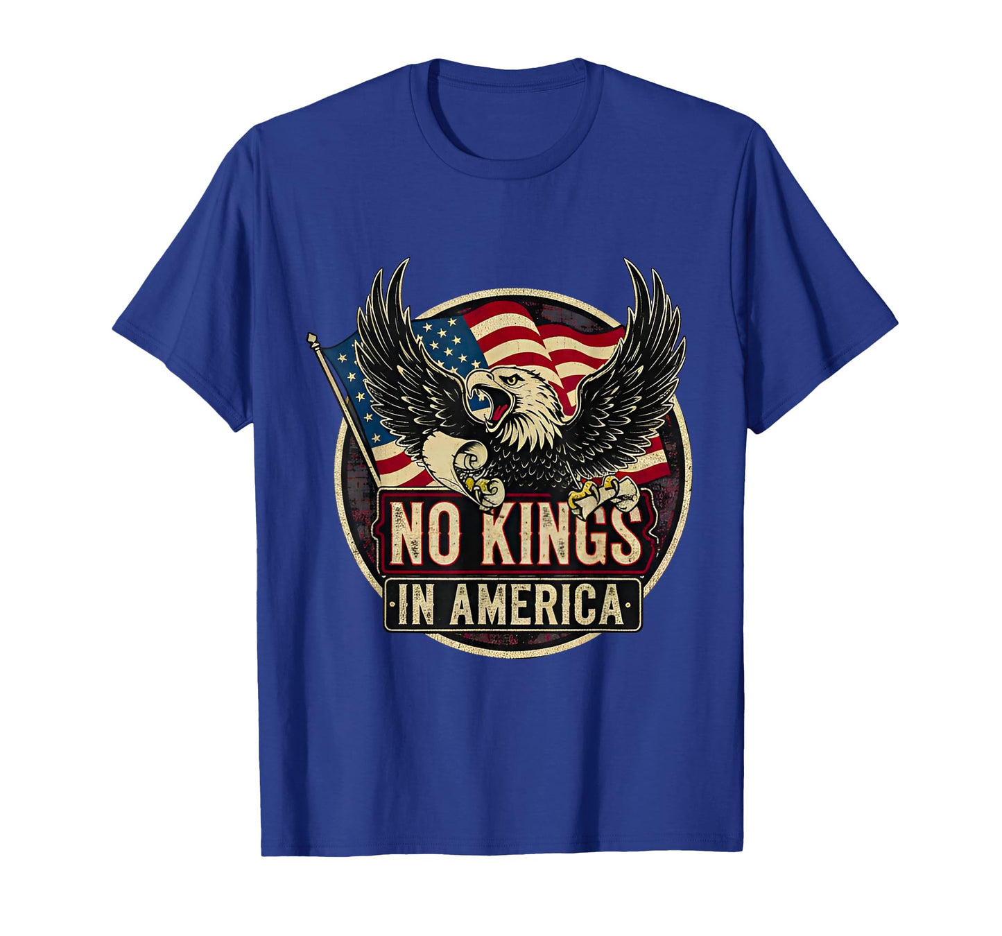 Eagle and Flag No Kings in America Protests USA Democracy T-Shirt