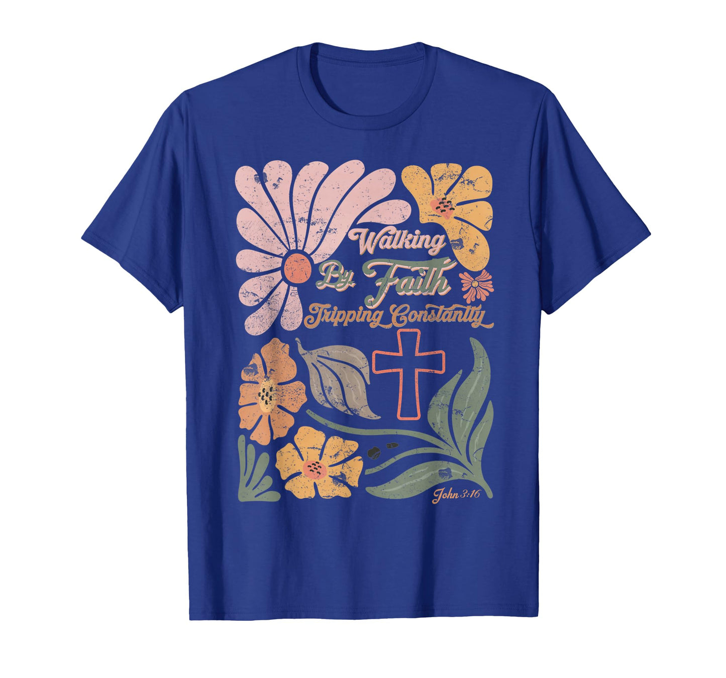 Boho Retro Christian Walking By Faith Tripping Constantly T-Shirt