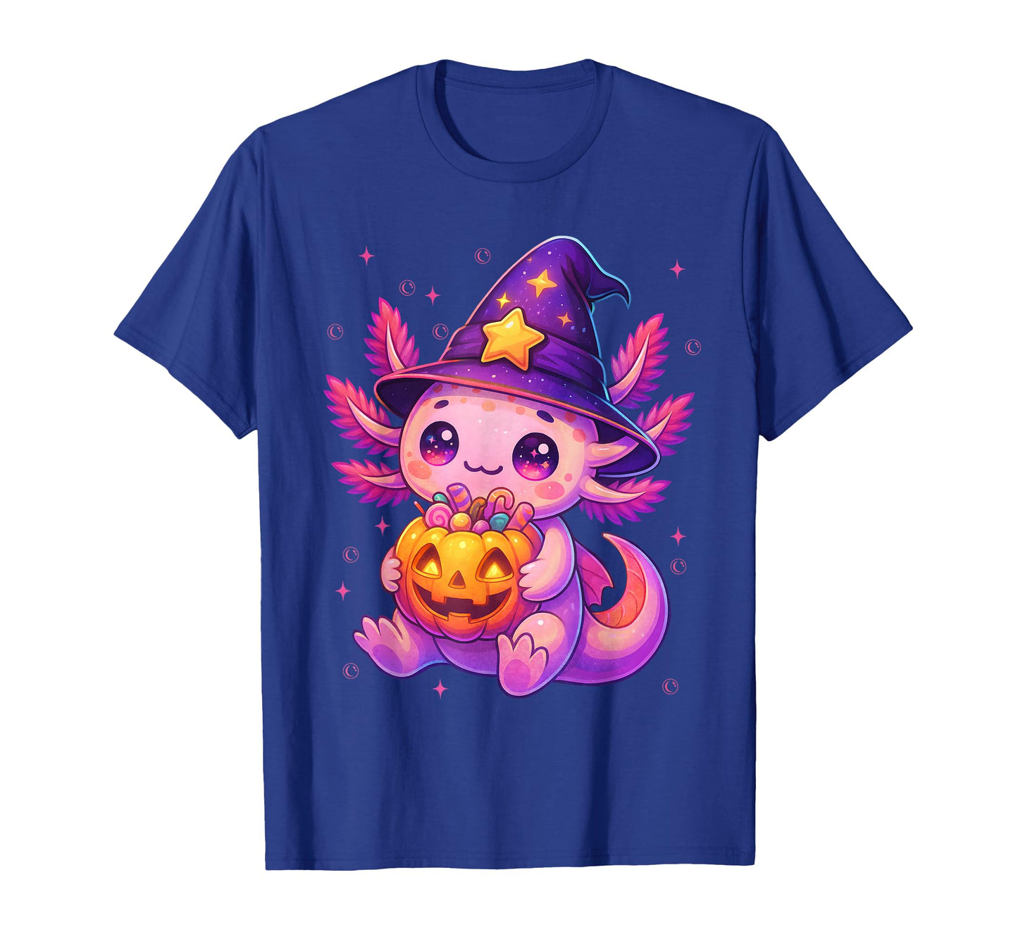 Cute Axolotl Witch Pumpkin Halloween Costumes Girls Kids T-Shirt