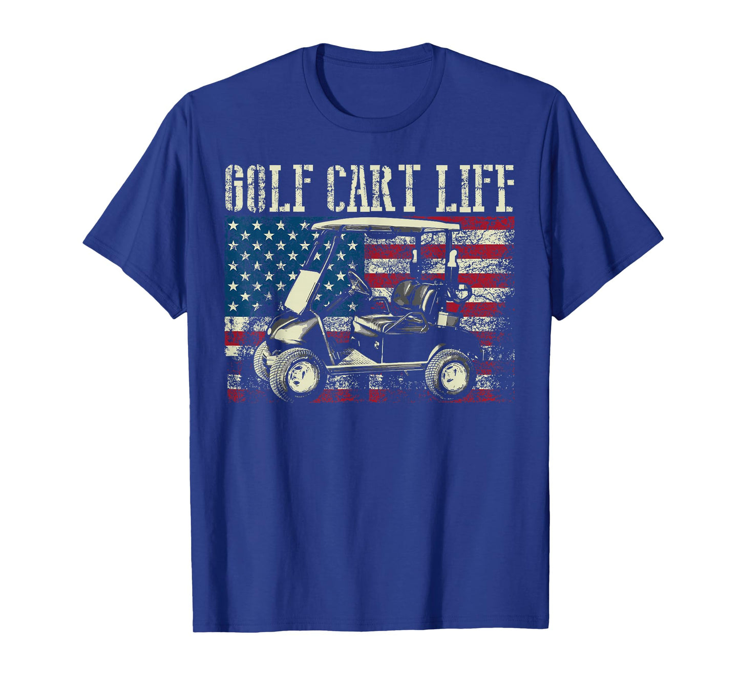 Cool Golf Cart Vintage US Flag Funny Golfing Gift Men Women T-Shirt