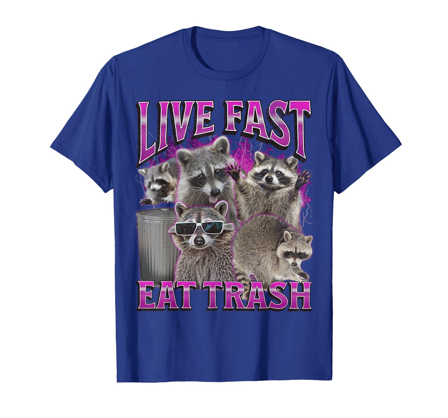 Live Fast Eat Trash Funny Raccoon Meme Bootleg Graphic 90s T-Shirt
