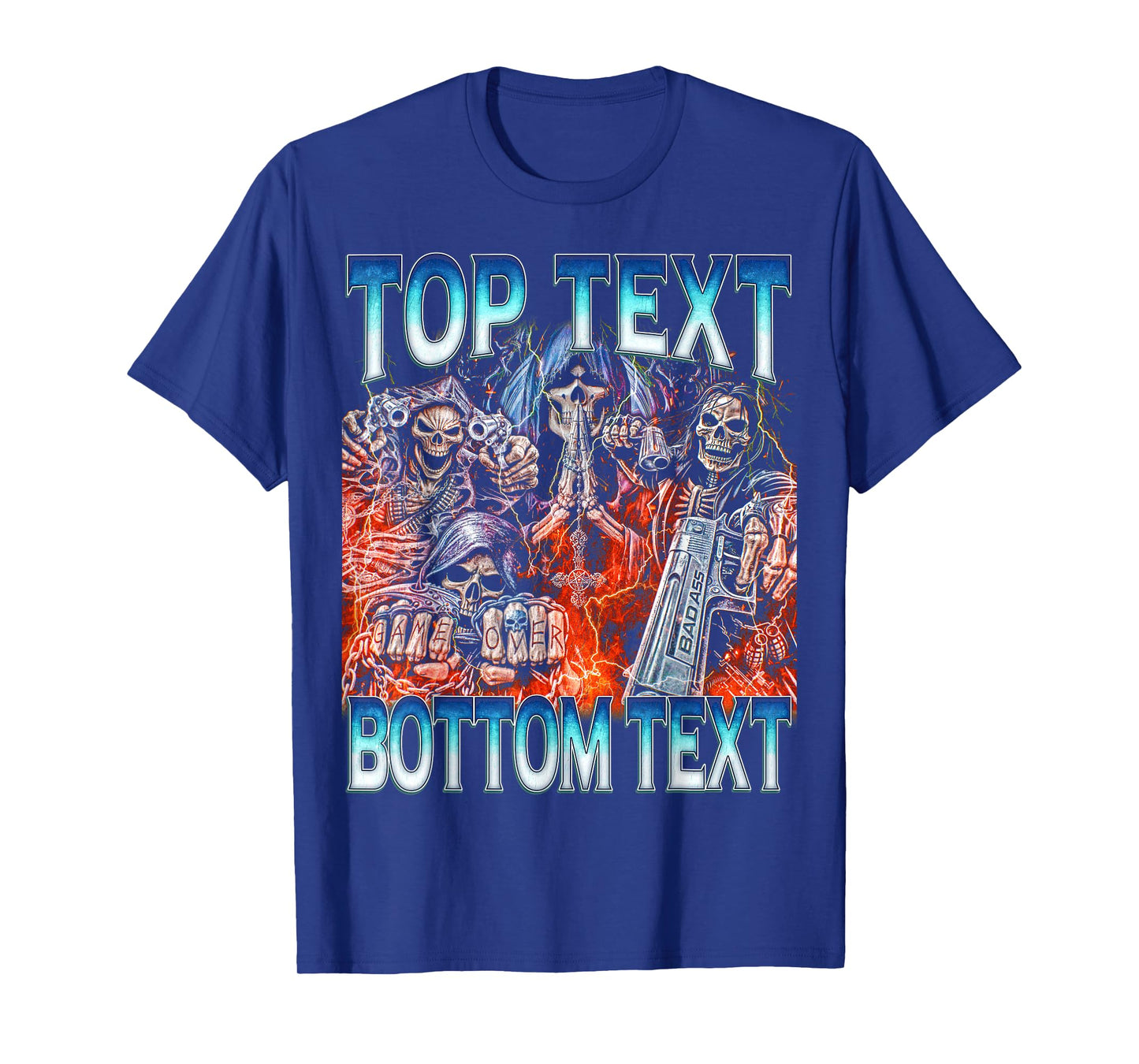 Top Bottom Text - Edgy Skeleton Bootleg Hard Skeleton Meme T-Shirt