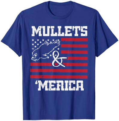 Mullets And Merica Eagle American Flag Fourth 4th Of July Women Kids Men T-Shirt - T-Shirt | Royal