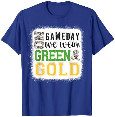 On Gameday Football We Wear Green And Gold Leopard Print T-Shirt - T-Shirt | Royal