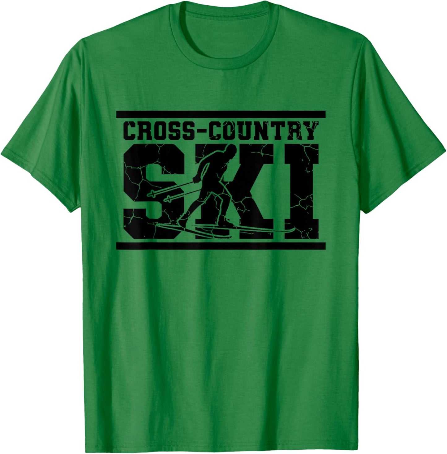 Retro Graphic Cross Country Skiing Winter Sports Biathlon T-Shirt - T-Shirt | Irish Green