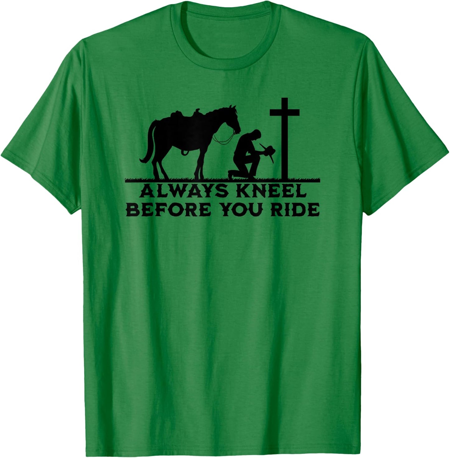 Cowboy Kneeling At Cross Christian Jesus Western Style Men T-Shirt - T-Shirt | Irish Green