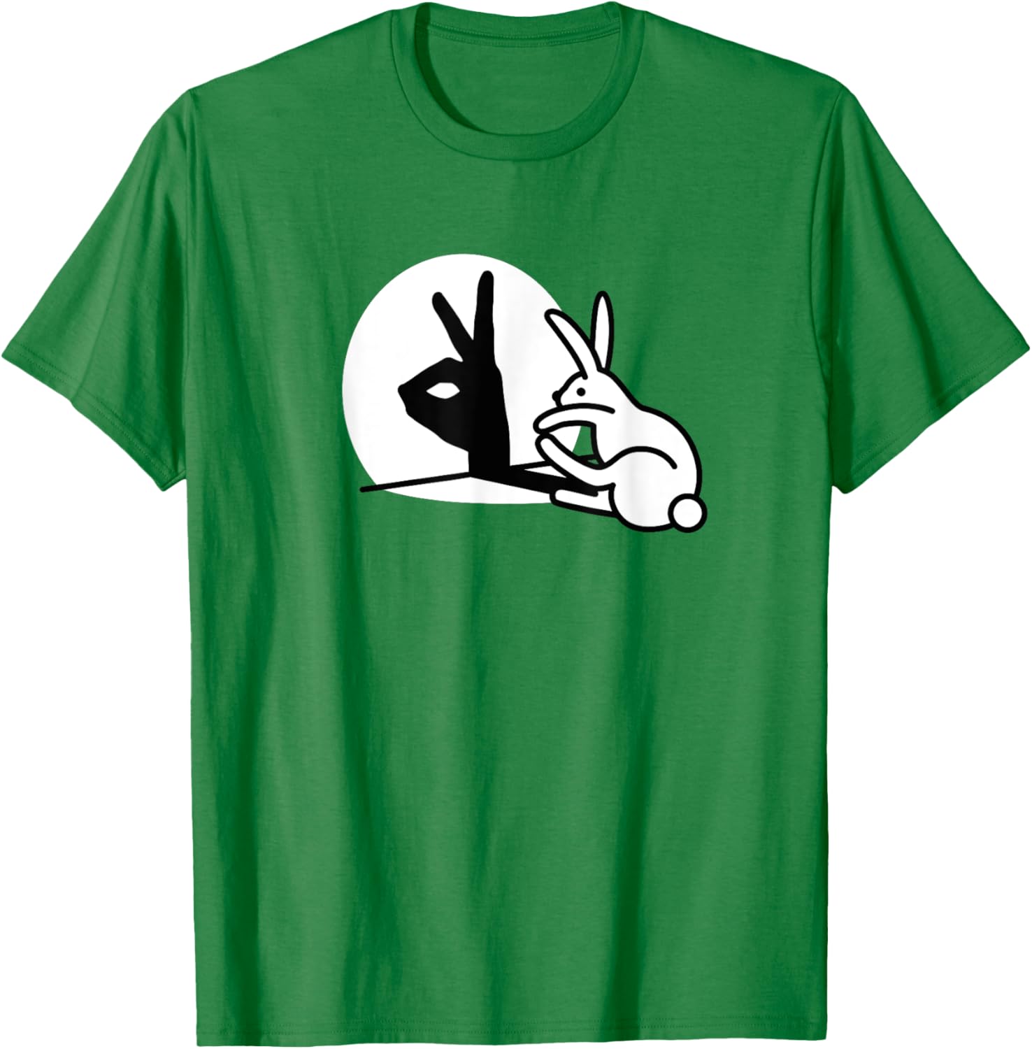 Funny Rabbit hand shadow puppets bunny figure pop art T-Shirt - T-Shirt | Irish Green