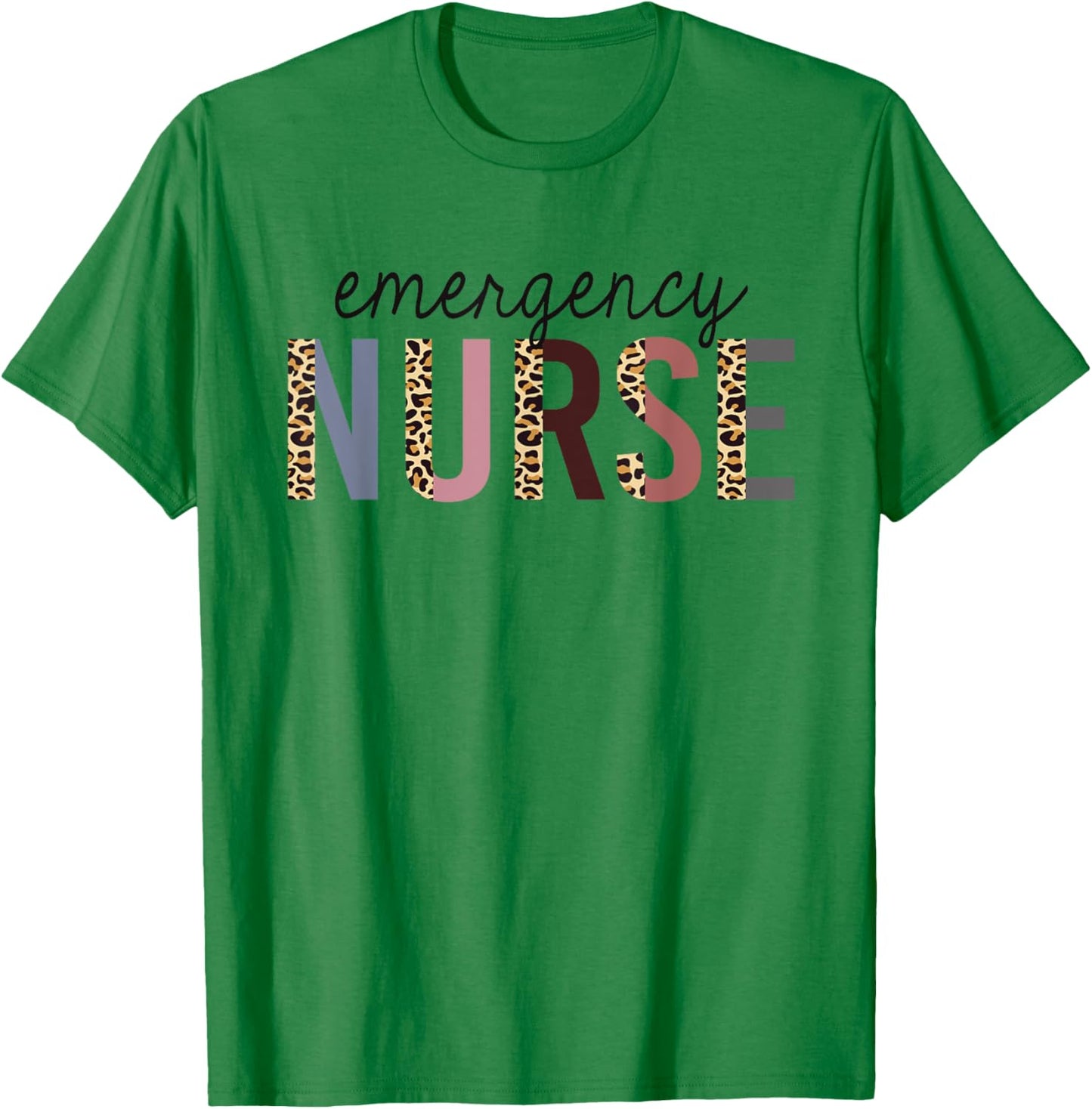 Emergency Nurse Leopard Print ER Nurse Nursing School Women T-Shirt - T-Shirt | Irish Green
